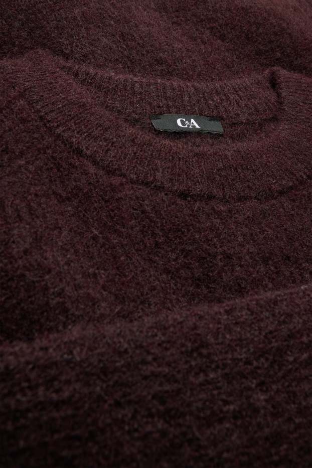 Damen - Strickpullover - gerippt - bordeaux