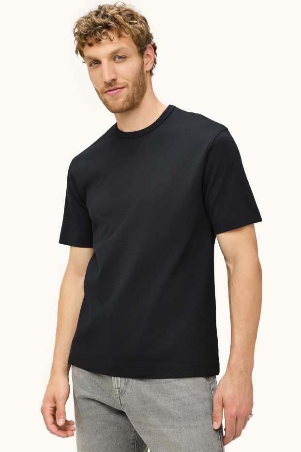 Heren - T-shirt - relaxed fit - zwart