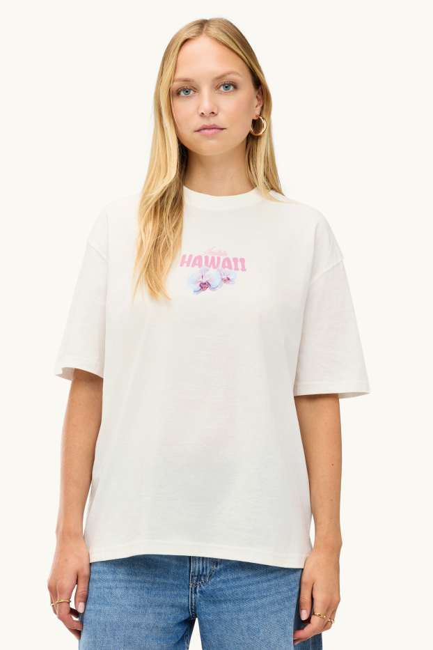 Femmes - T-shirt - Oversize - blanc crème