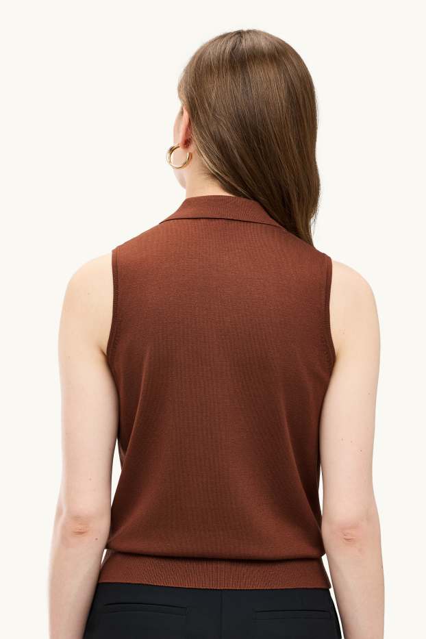 Damen - Strick-Top - dunkelbraun