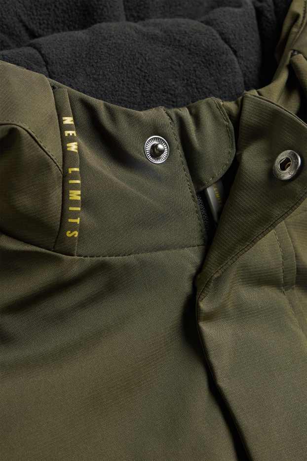Bambini - Parka con cappuccio - foderato - idrorepellente - verde scuro