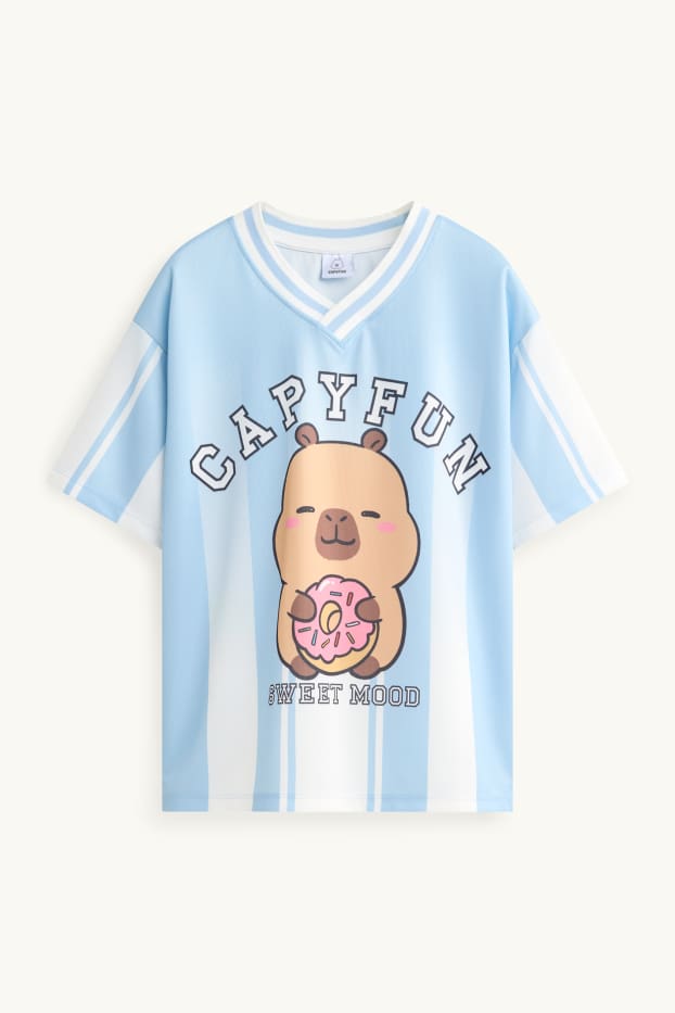 Kinder Mädchen - CapyFun - Kurzarmshirt - gestreift - hellblau