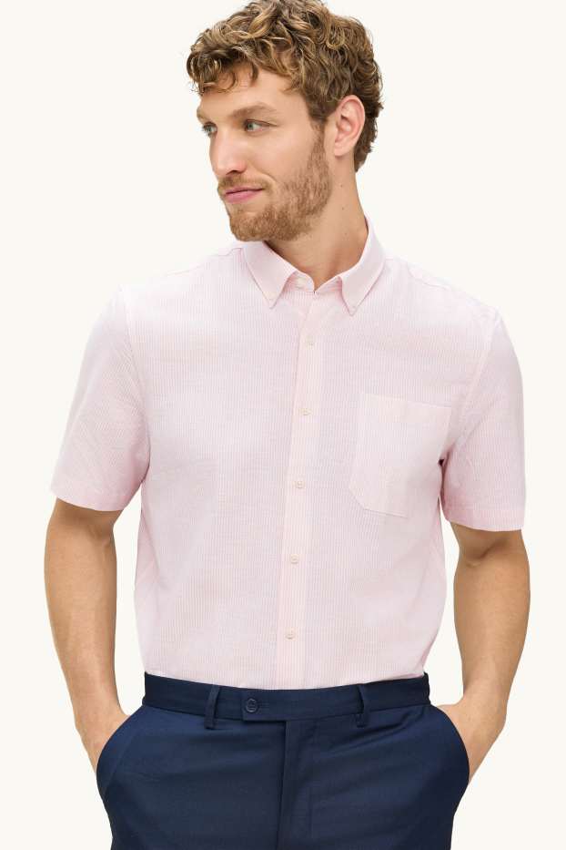 Men - Shirt - regular fit - button-down collar - rose