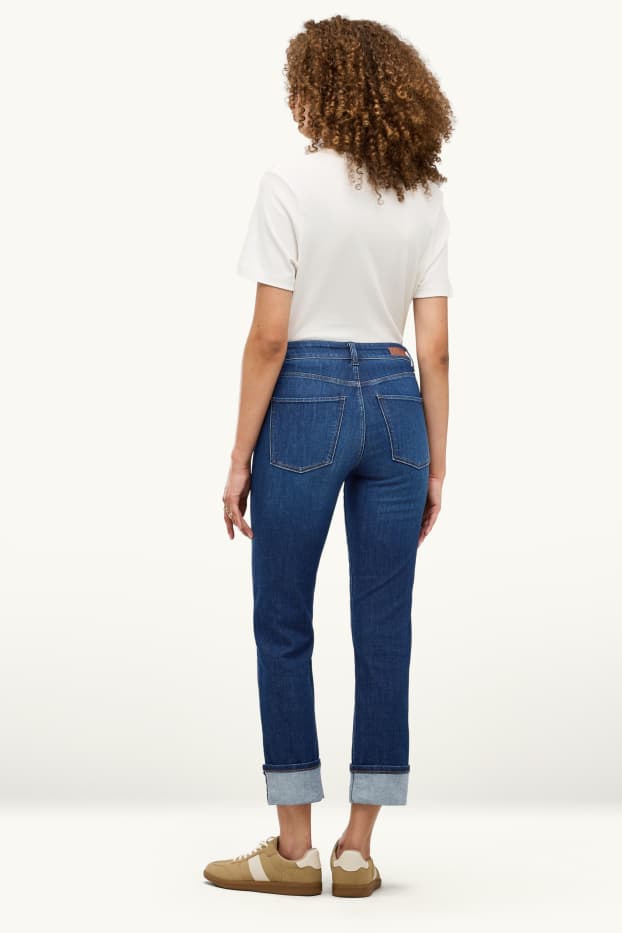 Dámské - Crop straight jeans - mid waist - LYCRA® - džíny - tmavomodré