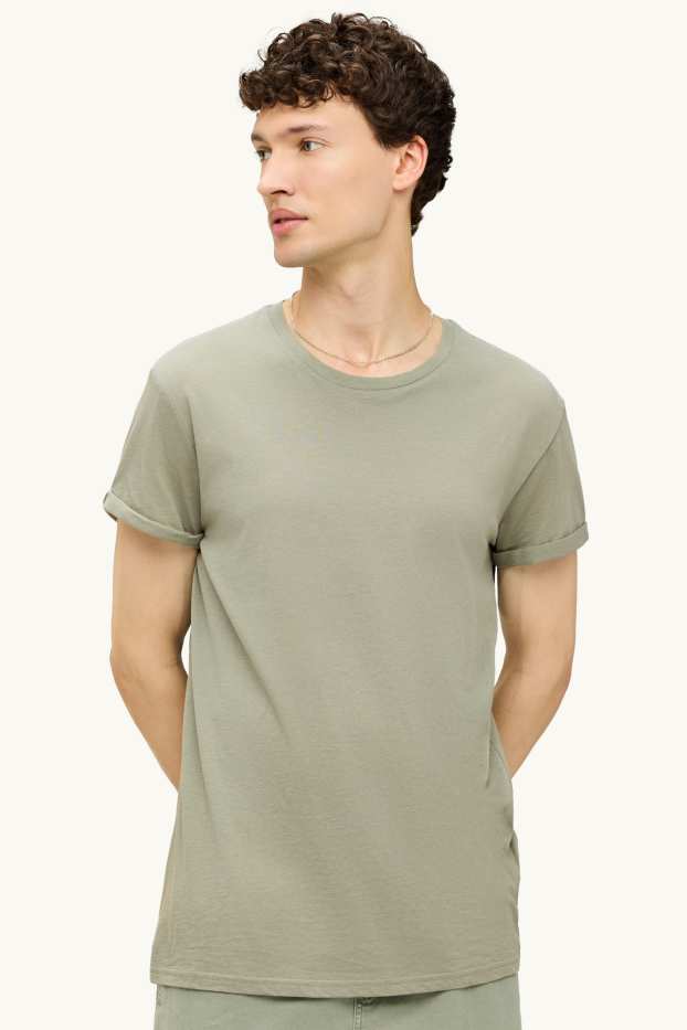 Pánské - Tričko - slim fit - zelená