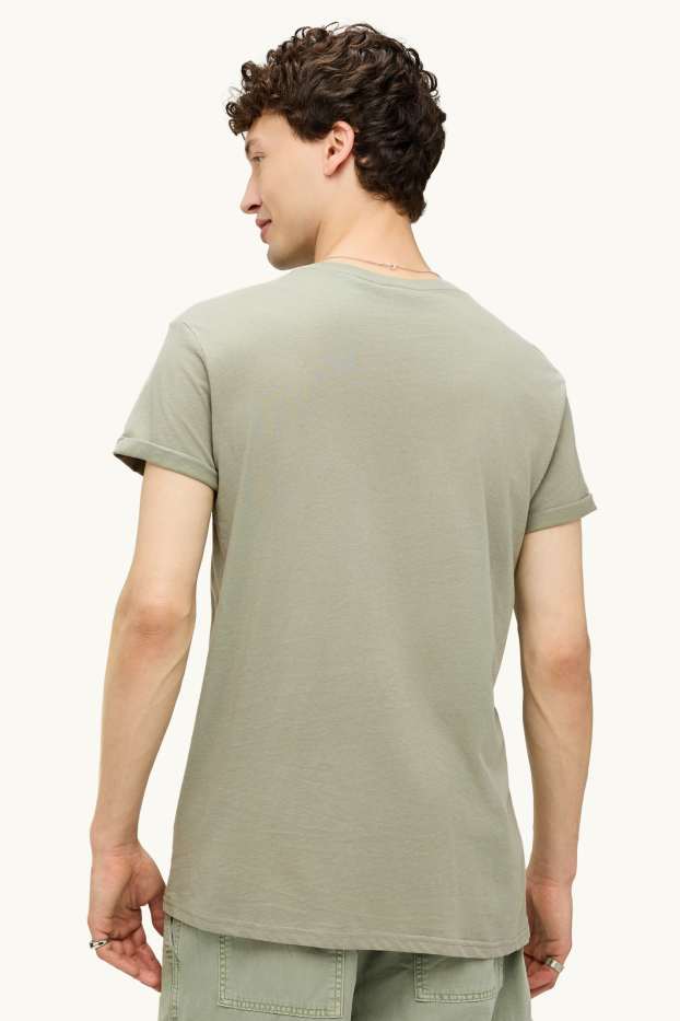 Pánské - Tričko - slim fit - zelená