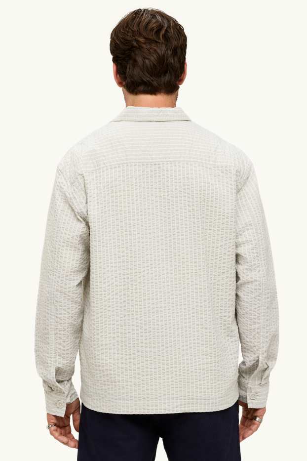 Pánské - Košile - relaxed fit - kent - strukturovaná - krémově bílá
