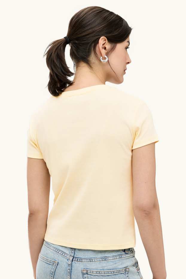 Women - T-shirt - slim fit - light yellow