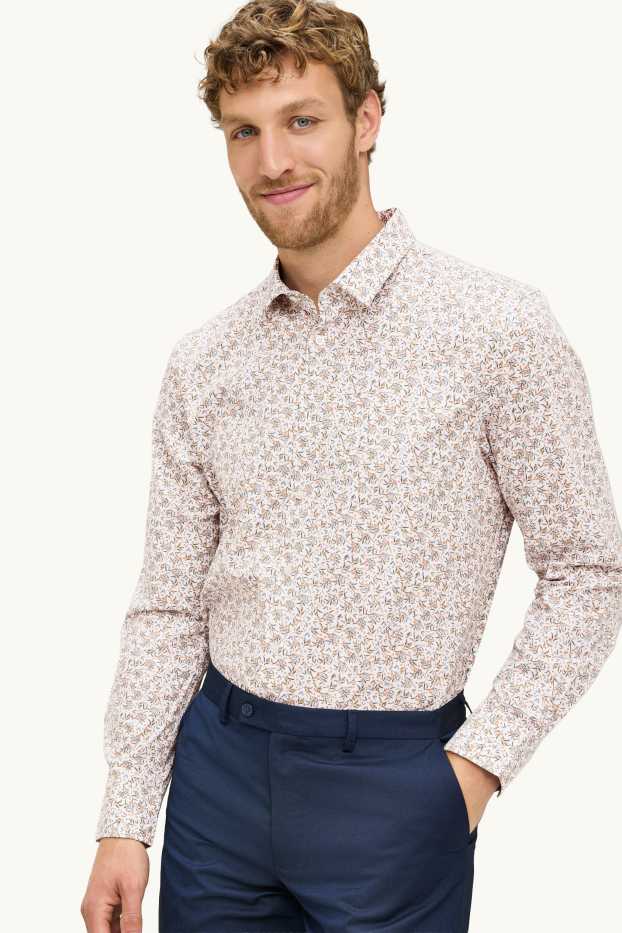 Men - Shirt - regular fit - kent collar - light brown