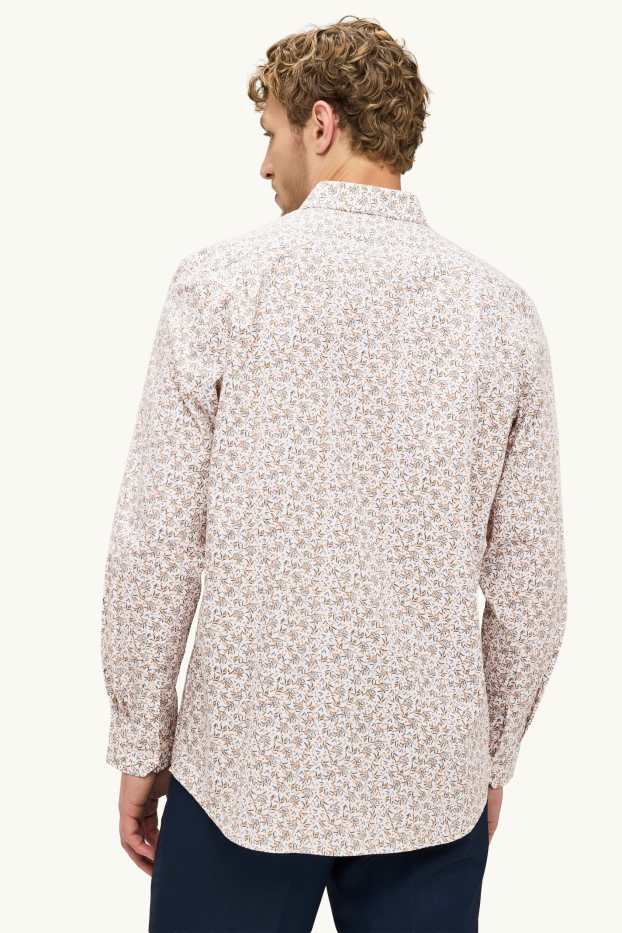 Men - Shirt - regular fit - kent collar - light brown