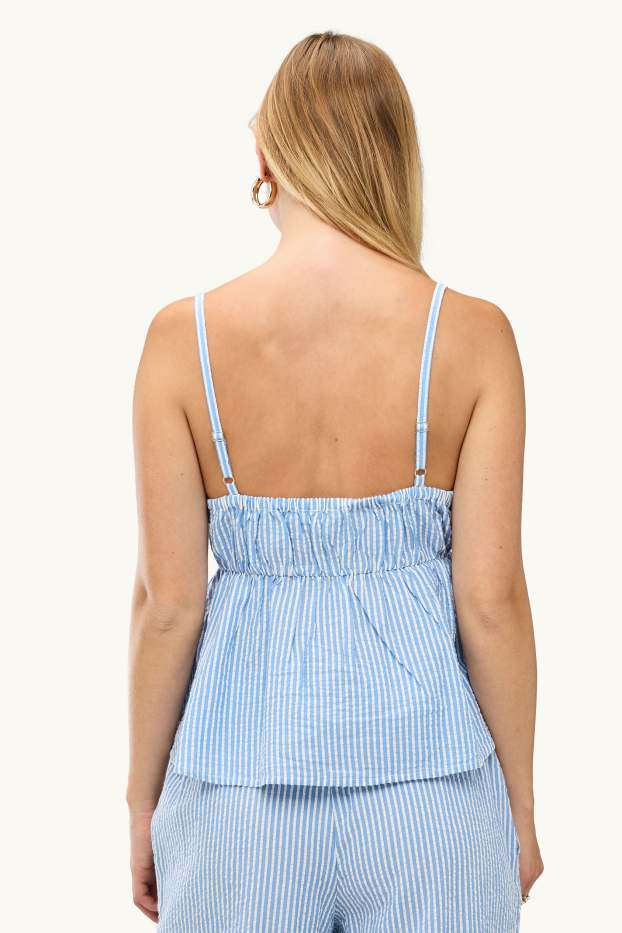 Donna - Blusa smanicata - a righe - azzurro