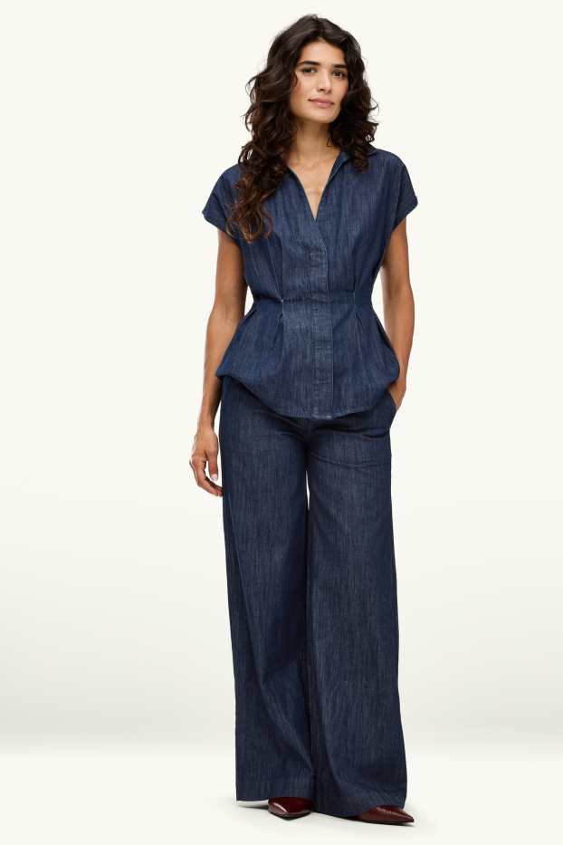 Femmes - Wide leg jean - mid waist - jean bleu foncé
