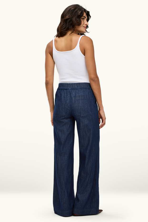 Femmes - Wide leg jean - mid waist - jean bleu foncé
