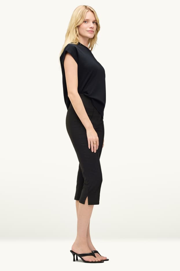 Dames - Capri broek - high waist - slim fit - zwart