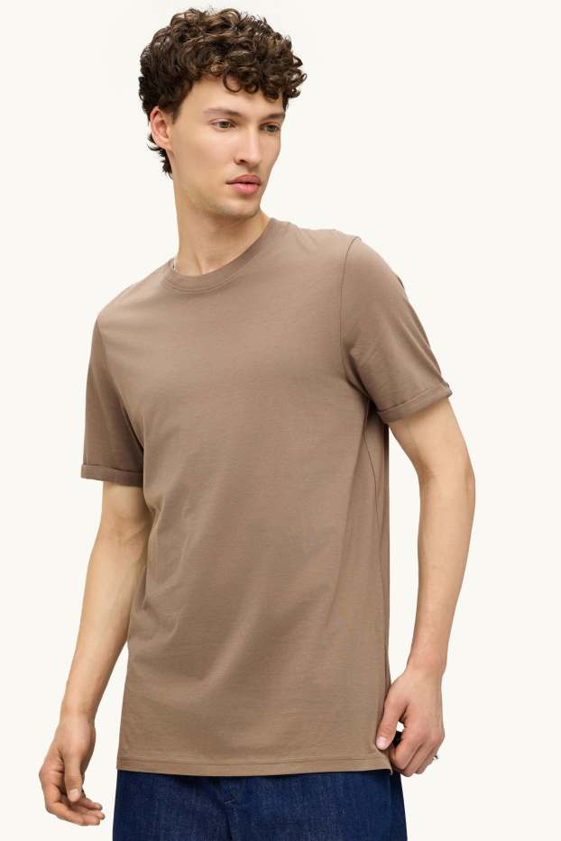 Heren - T-shirt - regular fit - bruin