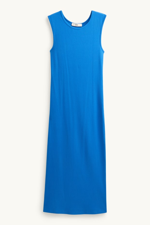 Enfants filles - Robe - finition côtelée - bleu
