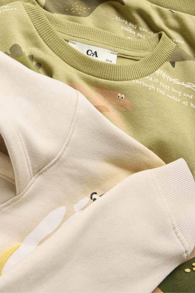 Kinder Buben - Multipack 2er - Dino - Hoodie und Sweatshirt - beige