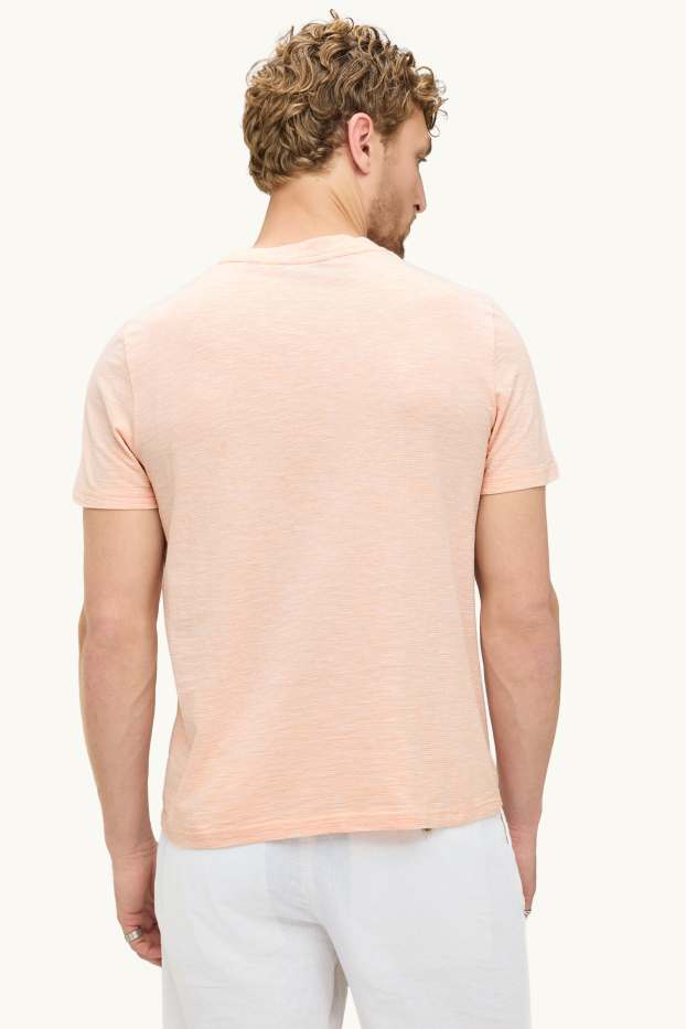 Hommes - T-shirt - regular fit - à rayures - orange