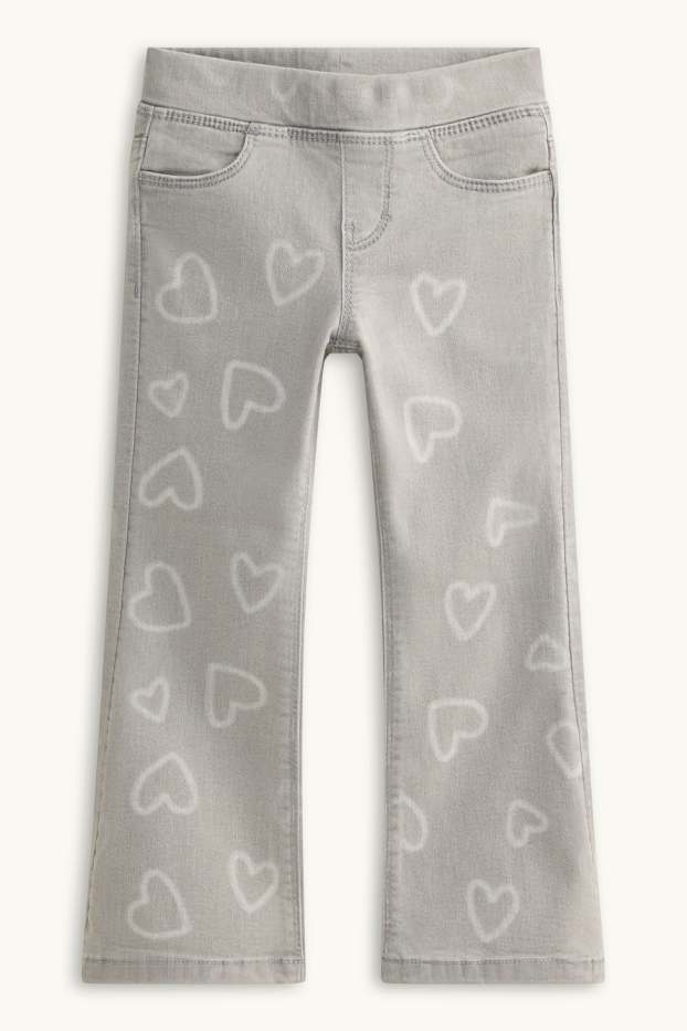 Kinder Mädchen - Herz - Flared Jeggings - helljeansgrau