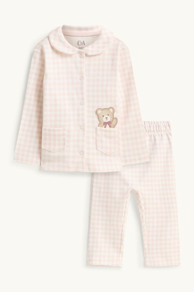 Baby Mädchen - Bärchen - Baby-Pyjama - 2 teilig - kariert - zartrosa