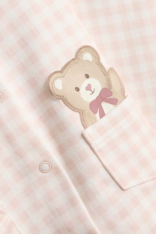 Baby Mädchen - Bärchen - Baby-Pyjama - 2 teilig - kariert - zartrosa