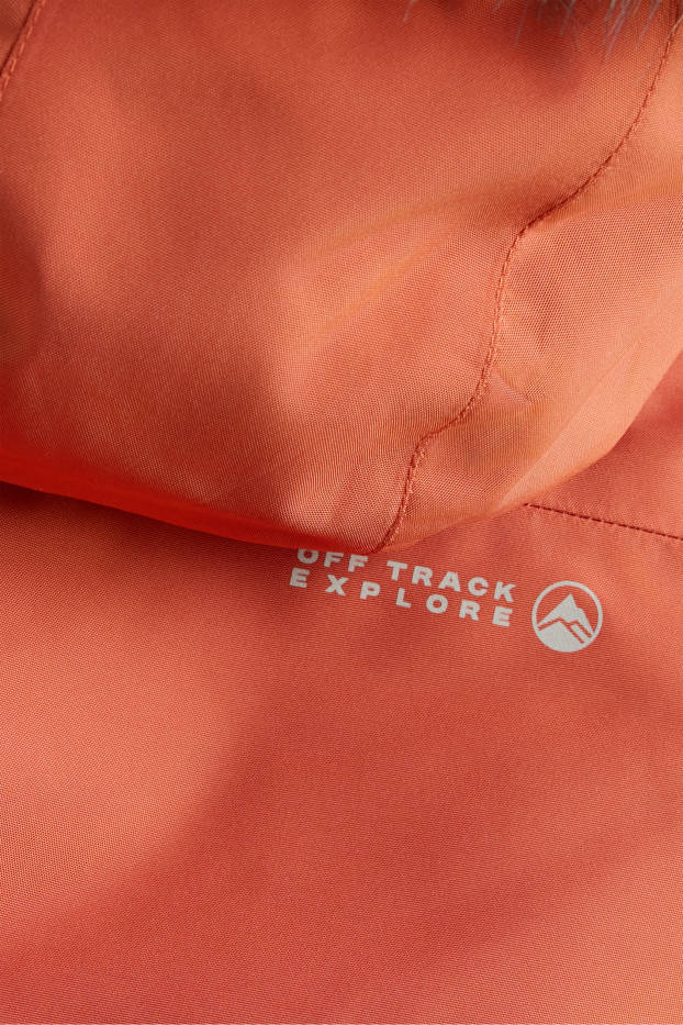 Kinder Buben - Regenjacke mit Kapuze - gefüttert - wasserdicht - coral
