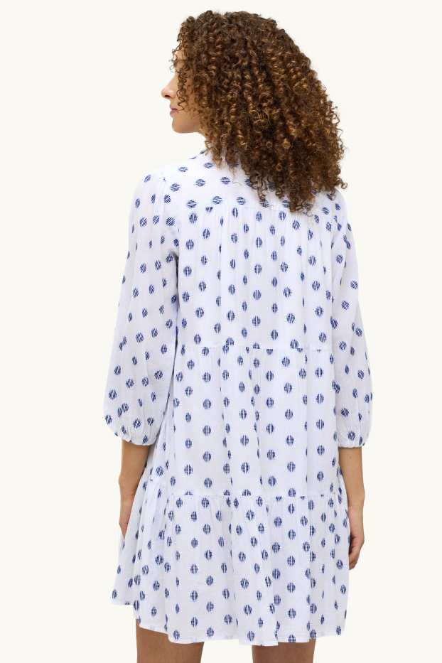 Femmes - Robe évasée - à pois - blanc / bleu