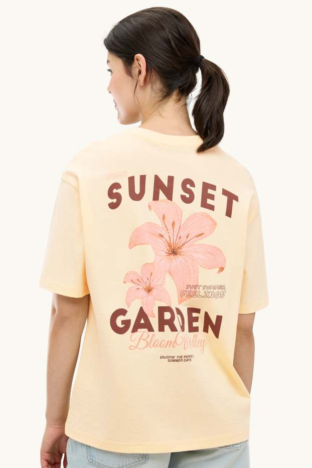 Damen - T-Shirt - Relaxed Fit - hellgelb