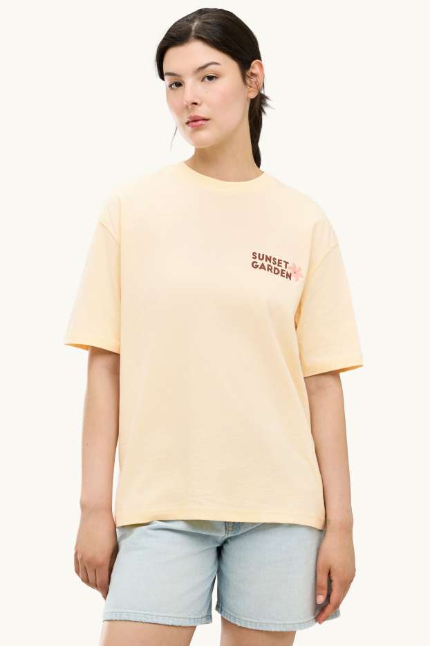 Damen - T-Shirt - Relaxed Fit - hellgelb
