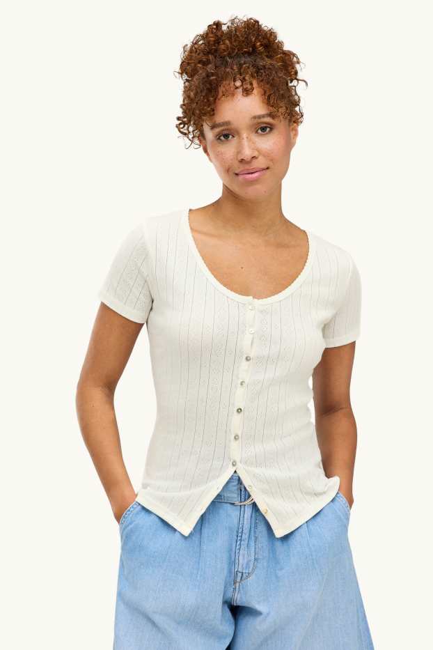 Femei - Tricou - regular fit - reiat - alb