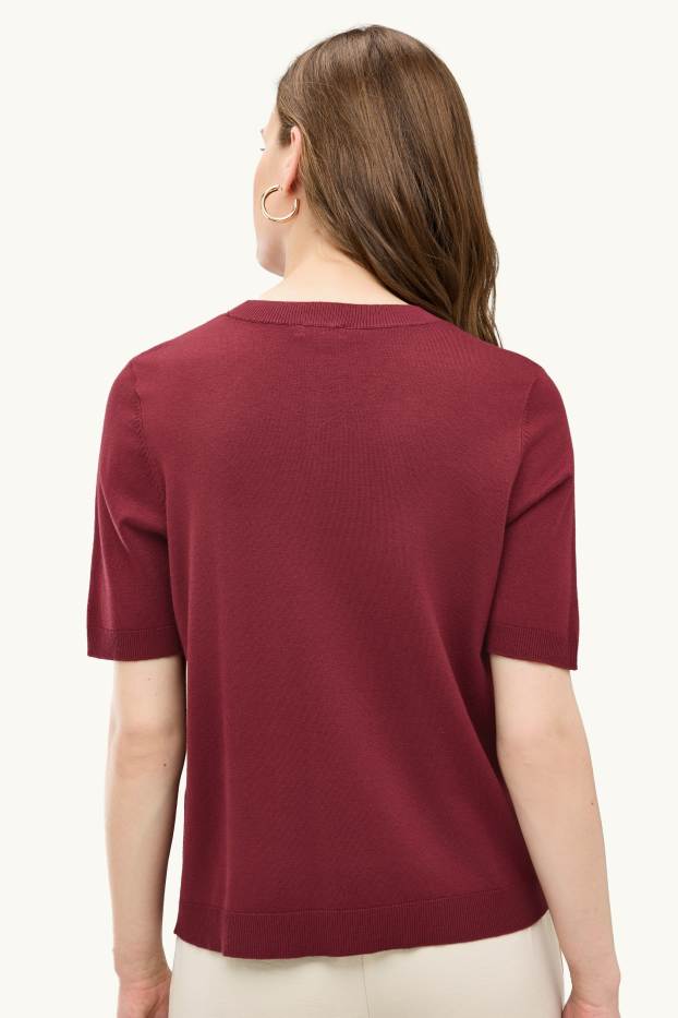Donna - Maglione - a maniche corte - rosso