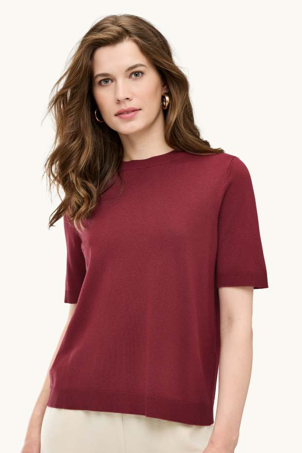 Donna - Maglione - a maniche corte - rosso