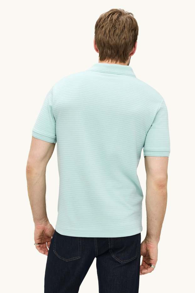 Hommes - Polo - regular fit - finition côtelée - turquoise