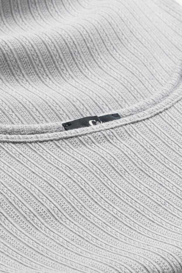 Damen - Langarmshirt - Regular Fit - gerippt - hellgrau