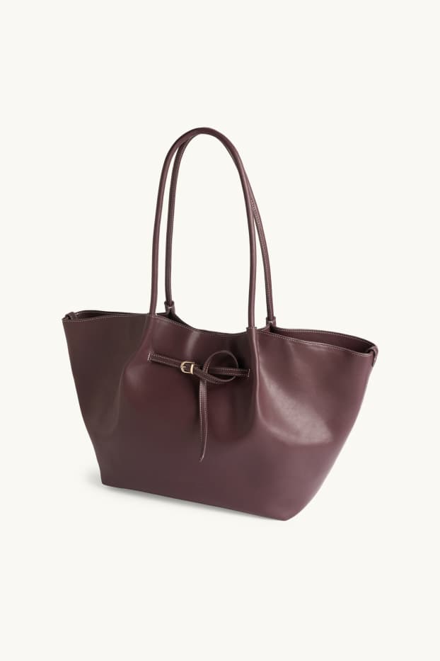 Dámské - Velká kabelka shopper - imitace kůže - bordeaux