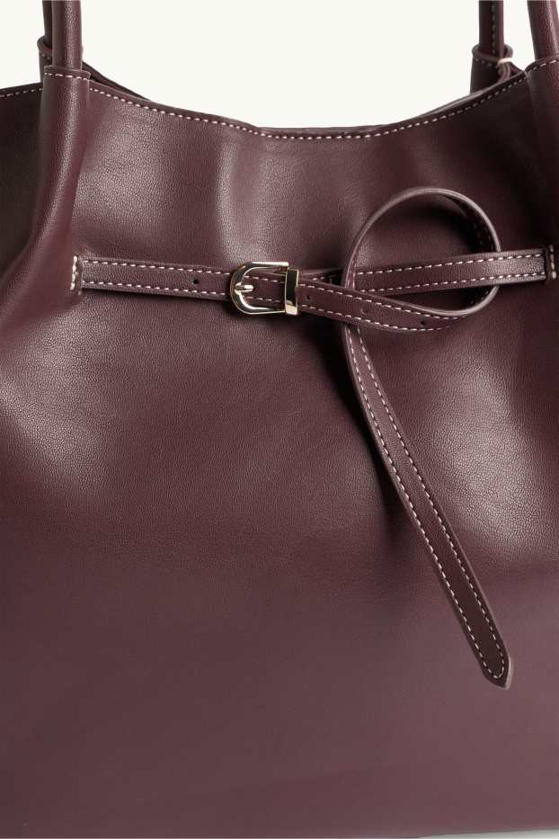Dámské - Velká kabelka shopper - imitace kůže - bordeaux