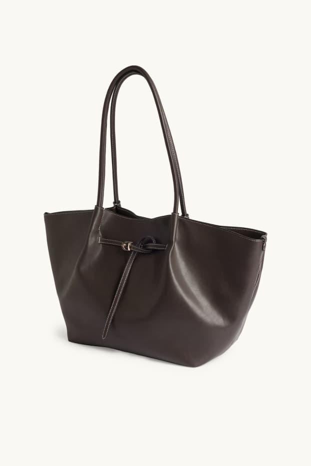 Donna - Shopper grande - similpelle - marrone scuro