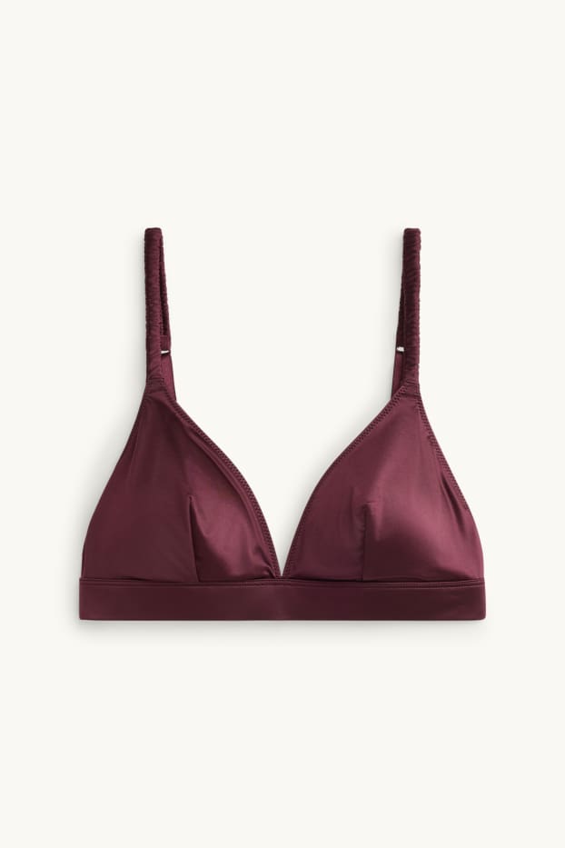 Damen - Satin-Bralette - wattiert - bordeaux