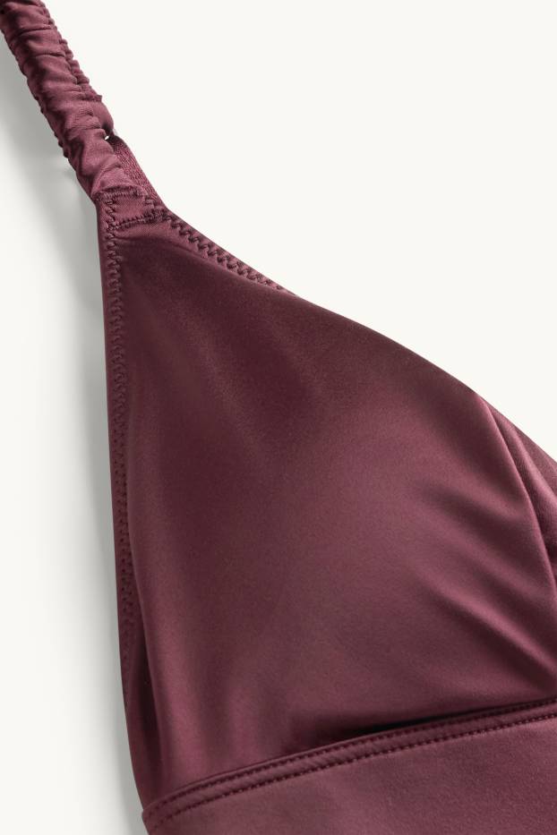 Damen - Satin-Bralette - wattiert - bordeaux