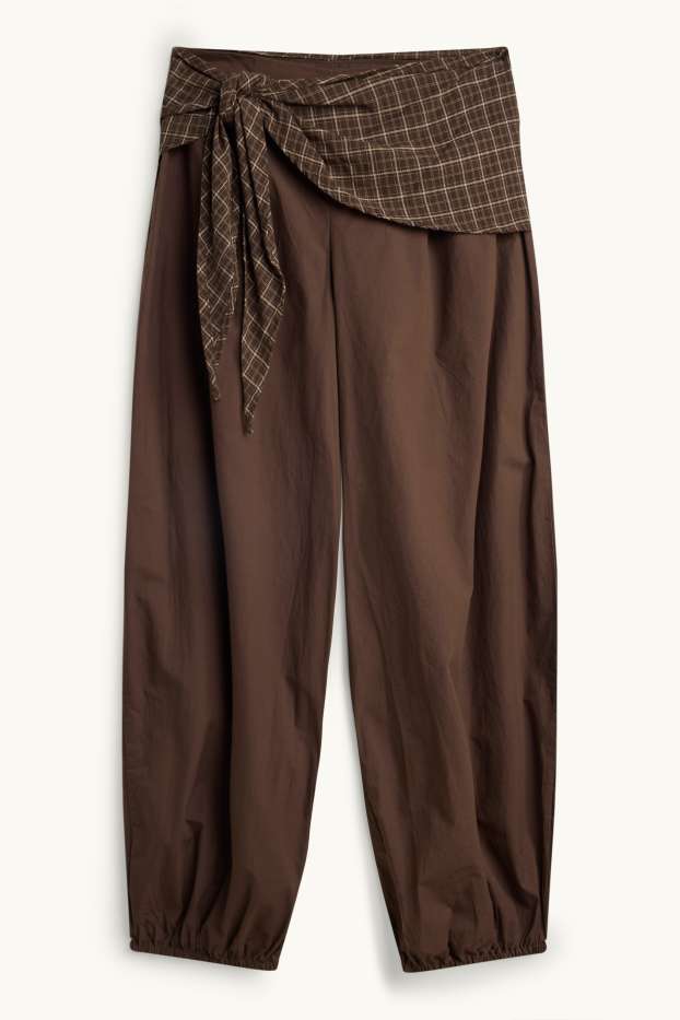 Dona - Pantalons orientals - mid waist - camal Balloon - estil 2 en 1 - marró