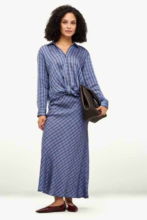 Women - Skirt - patterned - blue