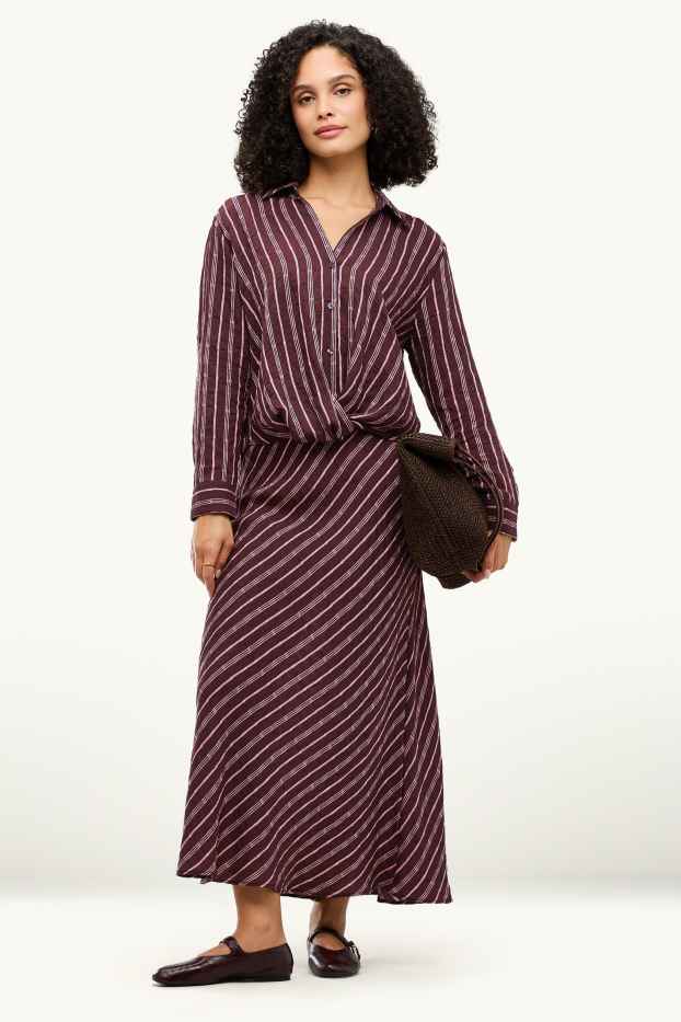 Women - Skirt - patterned - bordeaux