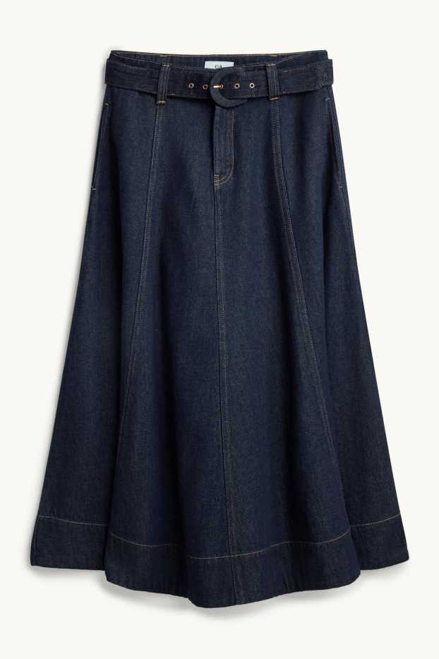 Donna - Gonna di jeans con cintura - jeans blu scuro