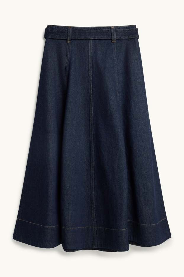 Donna - Gonna di jeans con cintura - jeans blu scuro