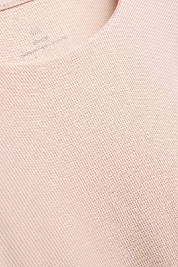 Dames - Longsleeve - slim fit - geribd - lichtrose