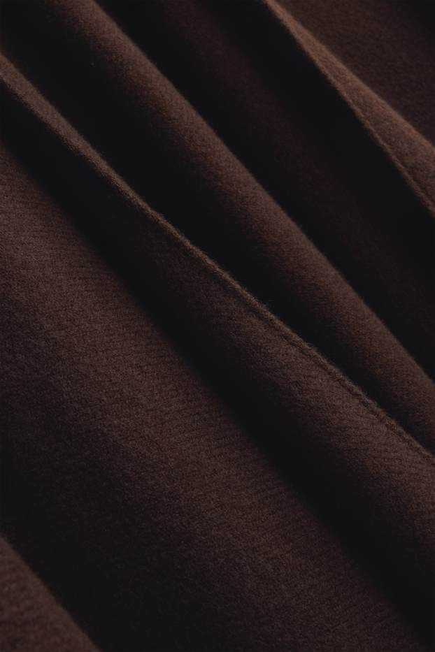 Women - Fringed poncho - dark brown
