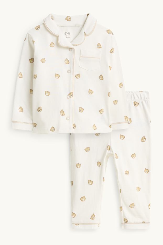 Baby Boys - Teddy bear - baby pyjamas - 2 piece - white / beige