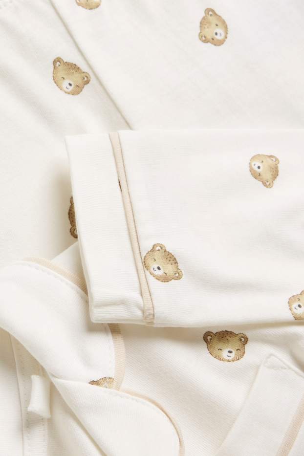 Baby Boys - Teddy bear - baby pyjamas - 2 piece - white / beige