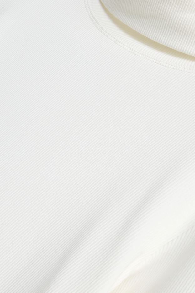Femmes - Haut à col roulé - finition côtelée - blanc crème