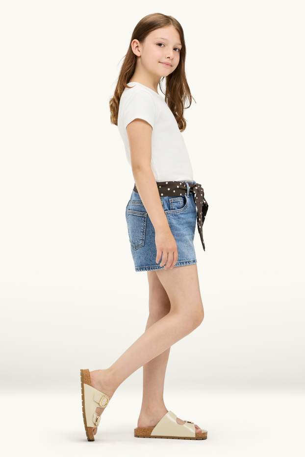 Enfants filles - Pois - short en jean - jean bleu